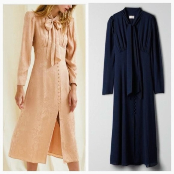 Aritzia Wilfred Navy Midi Dress - Picture 3 of 5